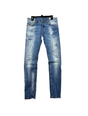 DIESEL 31x32 Sleenker Slim Skinny Stretch Distressed Denim Jeans Washed Y2K